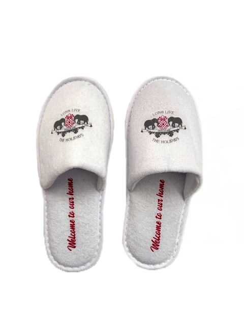 Disposable Slippers -  - Pink text "Welcome to our Home"